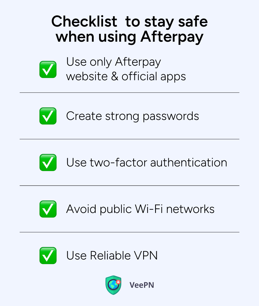 Checklist to avoid Afterpay scams​