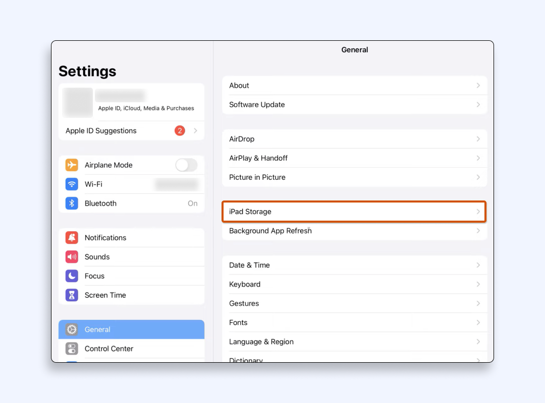 How to find iPad Storage