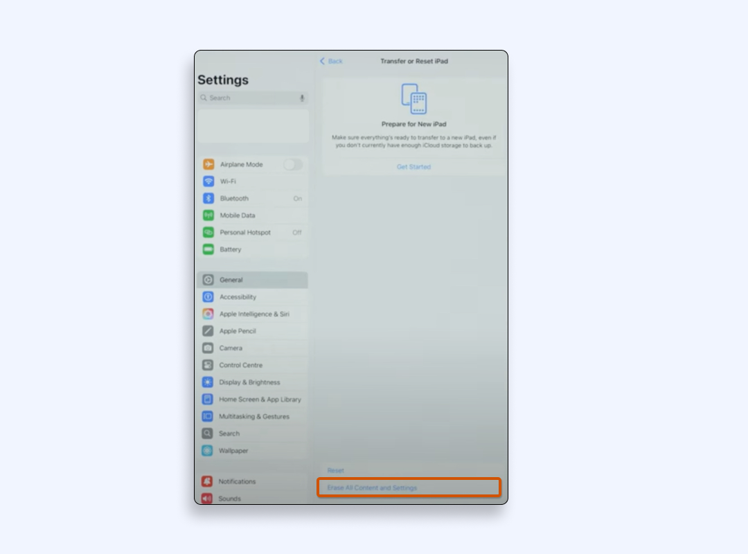  How to erase all content on iPad