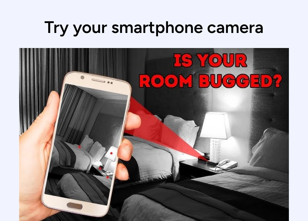 Use phone camera to find hidden cameras in hotel room