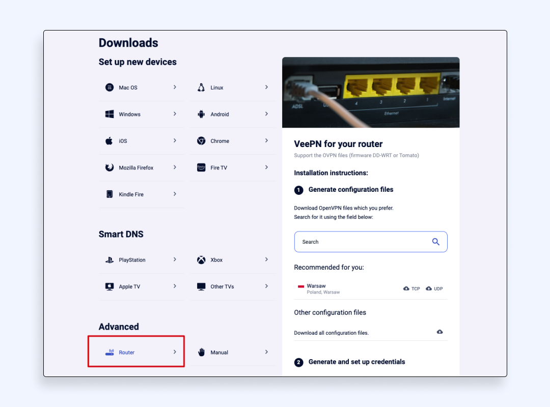 Install VeePN on your router