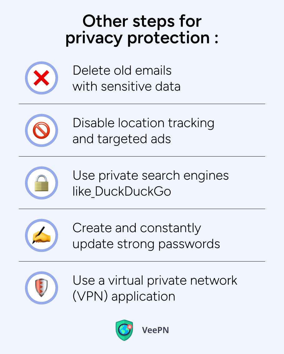 Other steps for privacy protection