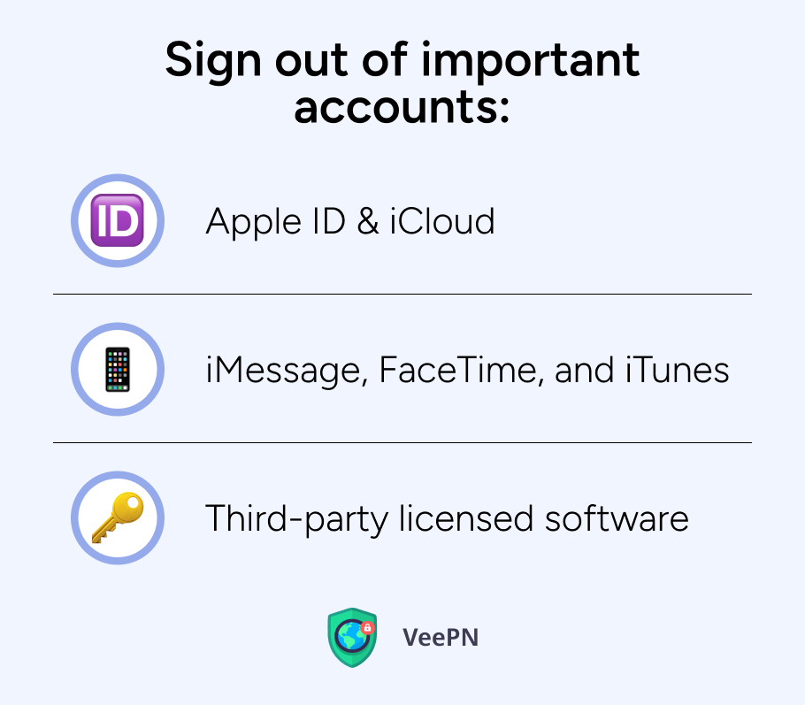 Sign out of Mac accounts