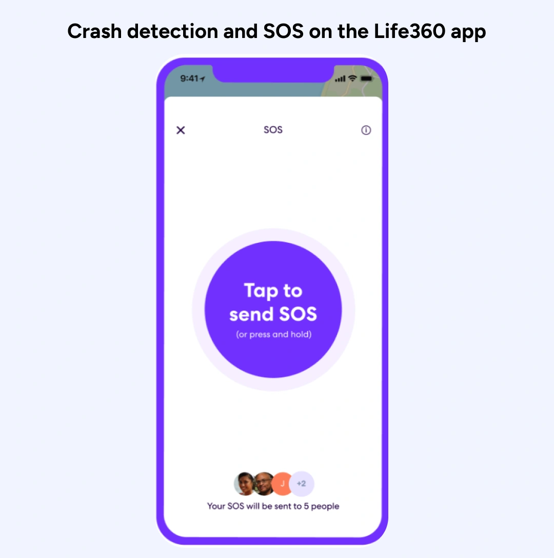 Crash detection and SOS on the Life360 app