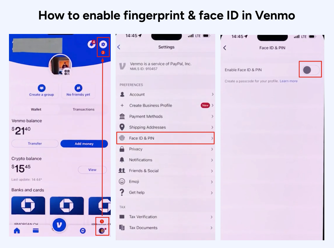 How to enable fingerprint & face ID in Venmo