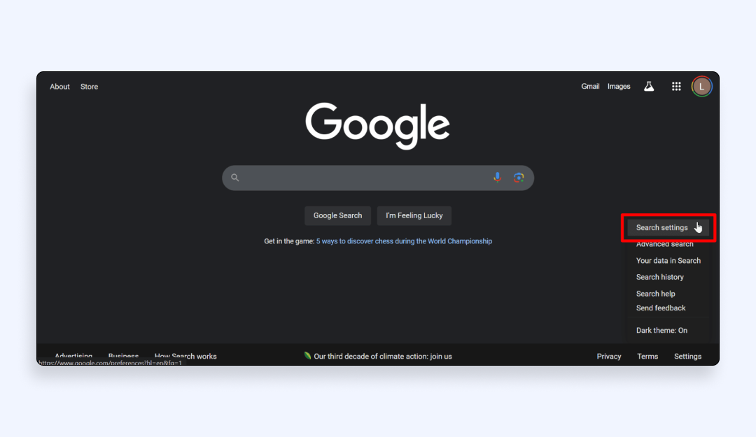 Google chrome settings