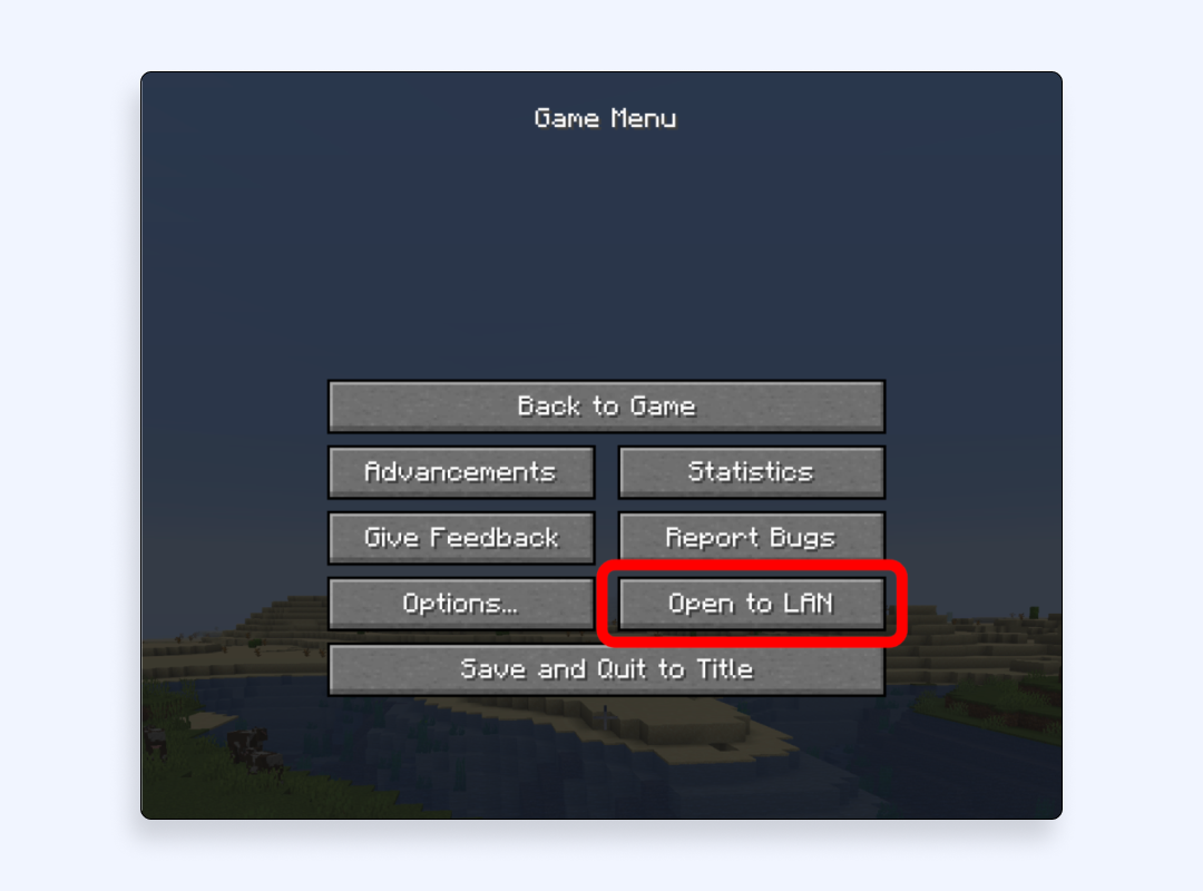 Minecraft menu