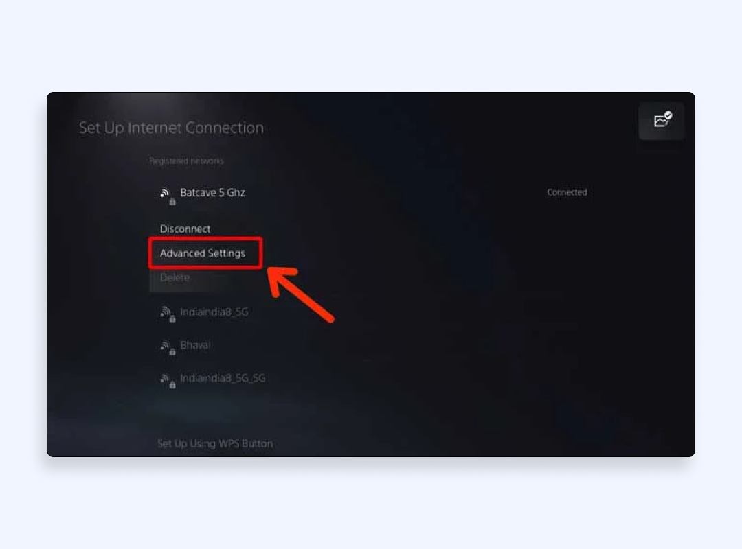 WiFi connection PlayStation