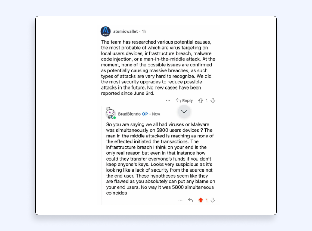Atomic Wallet’s team response after the breach