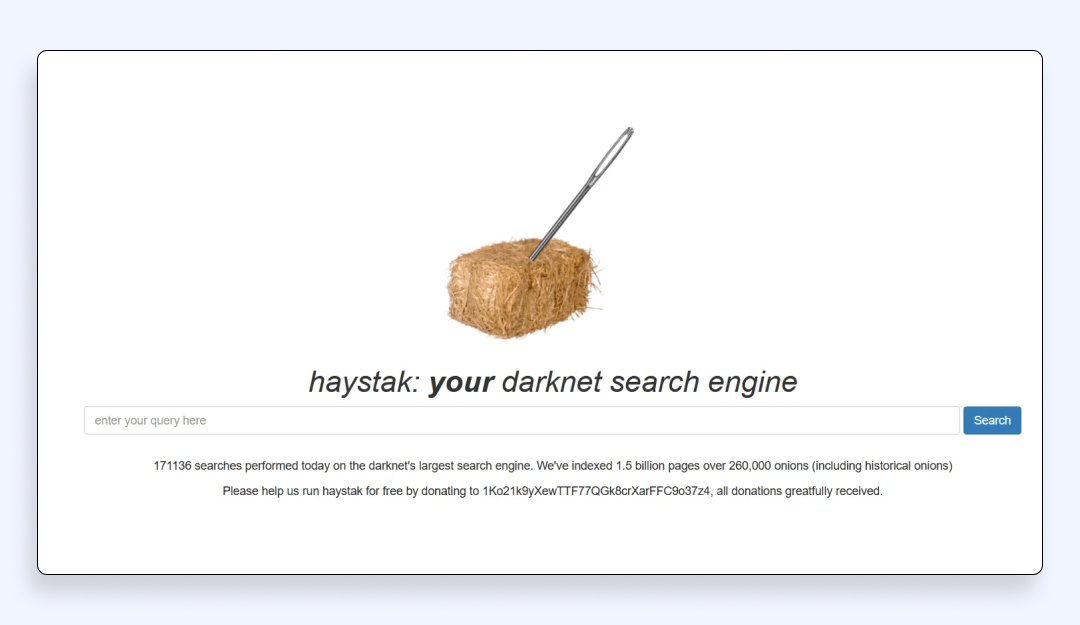Haystak – dark web search engines