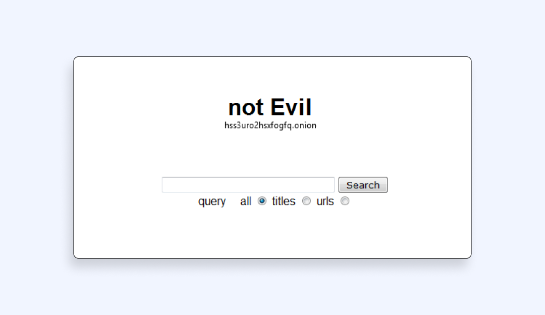 Not Evil – dark web search engines