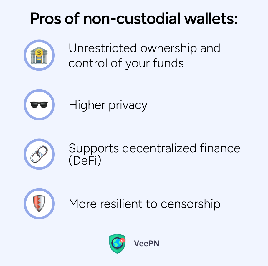 Pros of non-custodial wallet
