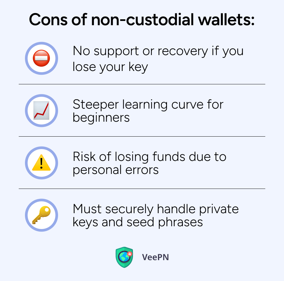 Cons of non-custodial wallets