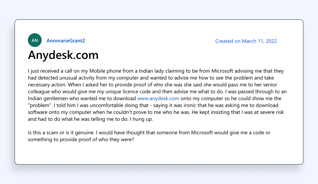 AnyDesk tech-support fraud