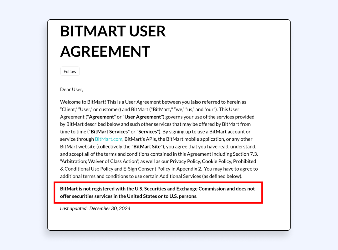 BitMart’s compliance decision