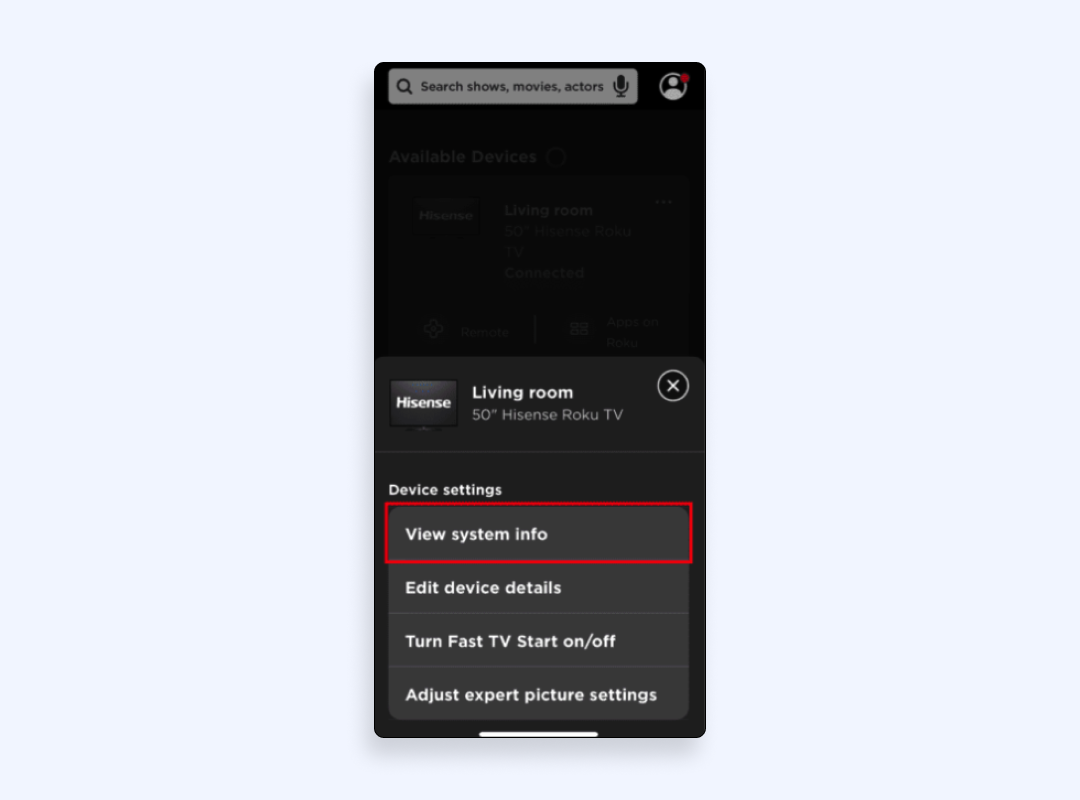 Choose View system info