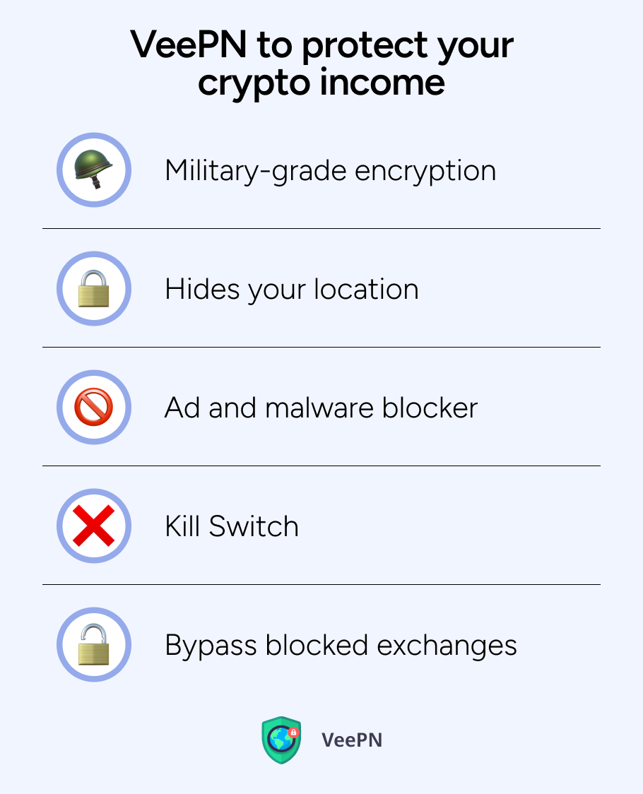 VeePN to protect your crypto income