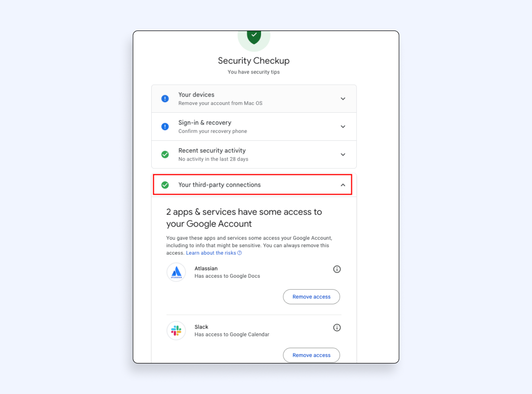 Select “Your third-party connections”