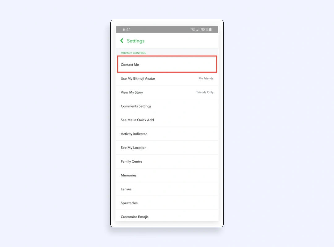 Scroll to Privacy controls