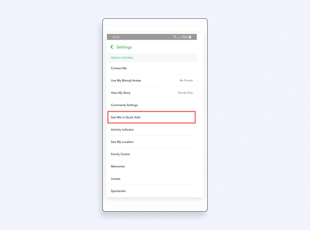 disable “See Me in “Quick Add”