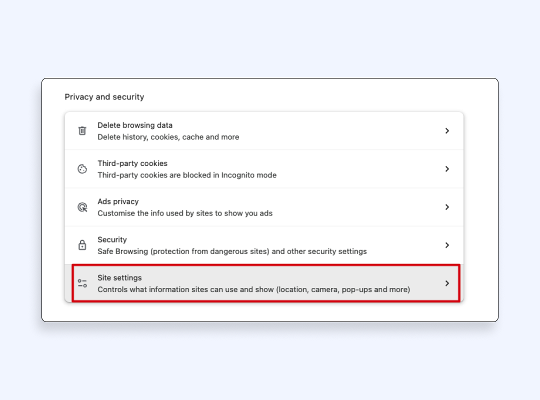Grant permission in Chrome browser 5