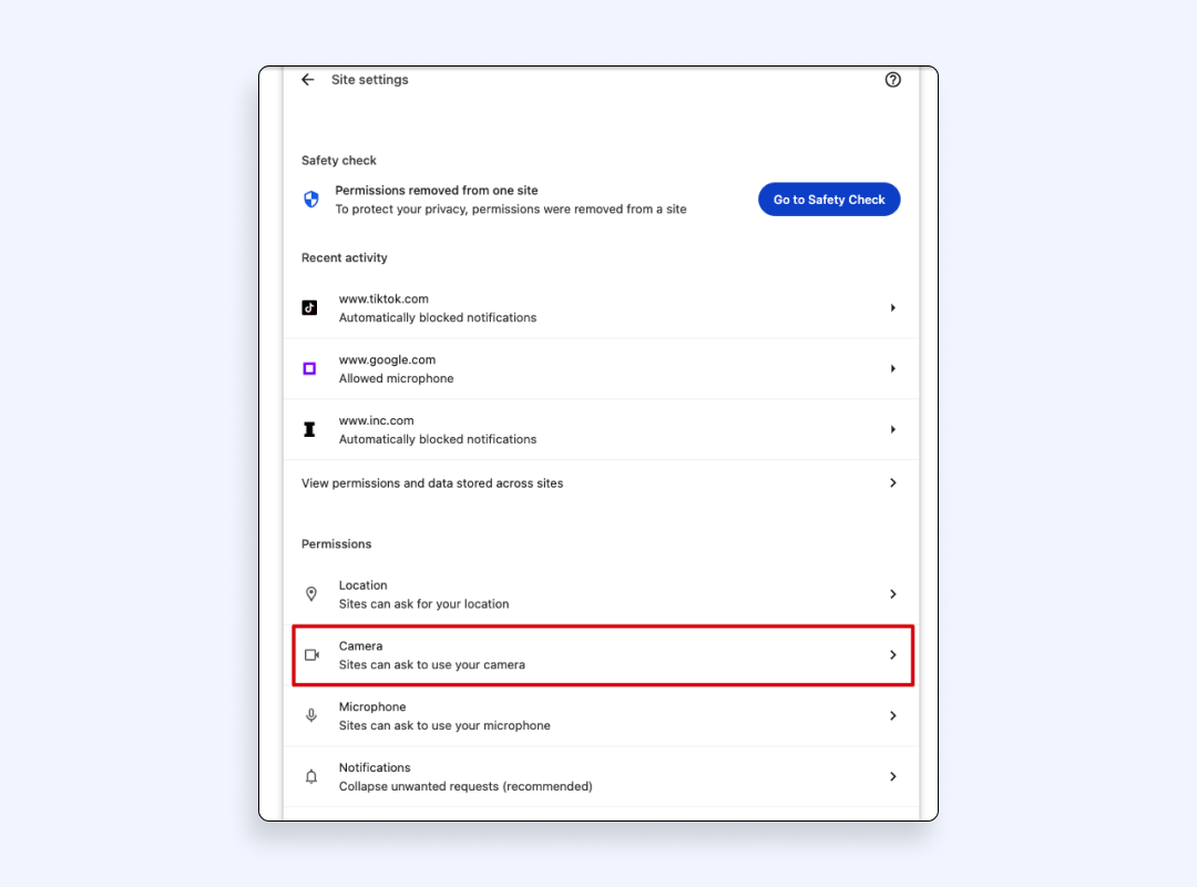 Grant permission in Chrome browser 6