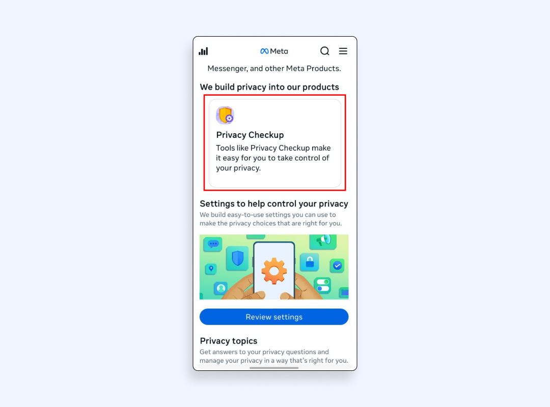 Tap “Privacy Checkup”