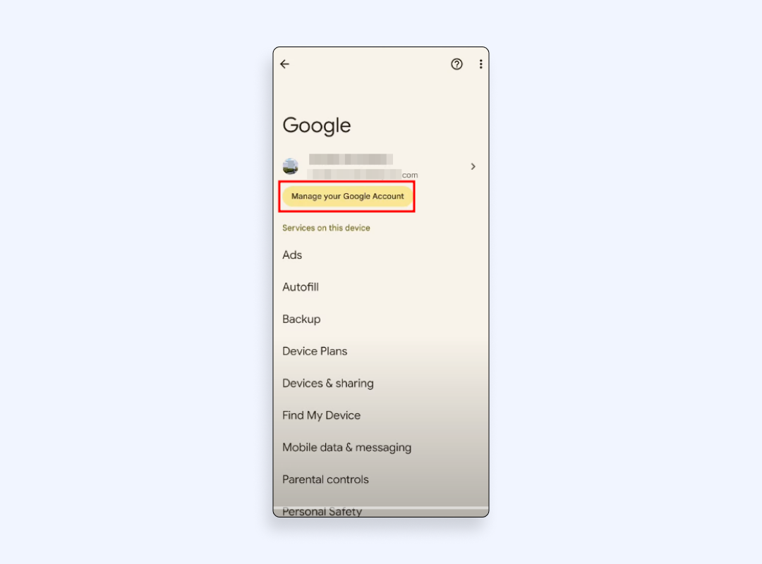 Manage your Google Account