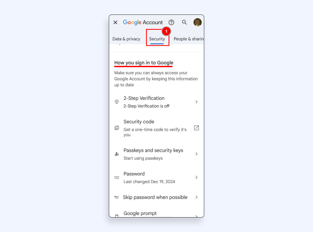 Enable 2-step verification
