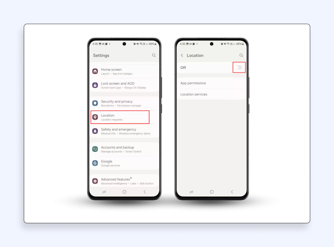stop sharing location Android
