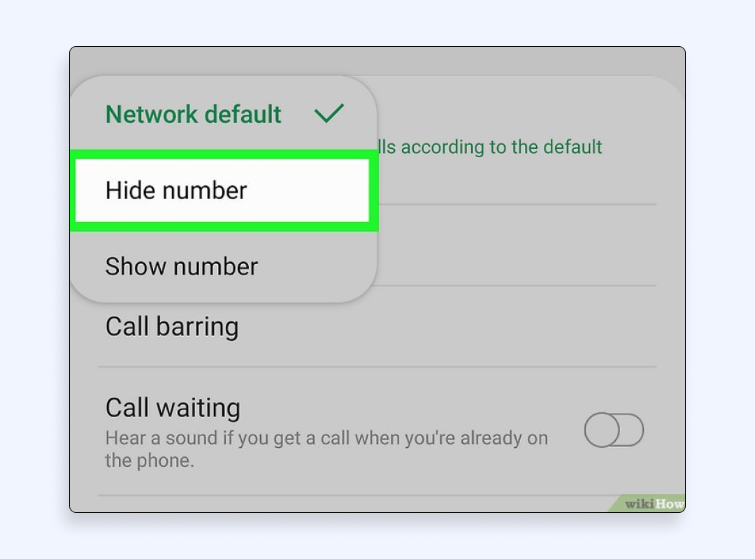 Android hide number 