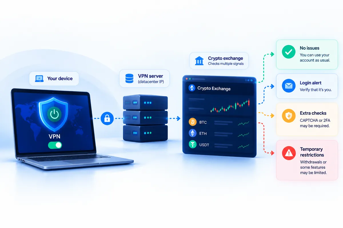 What happens when a crypto exchange detects a VPN
